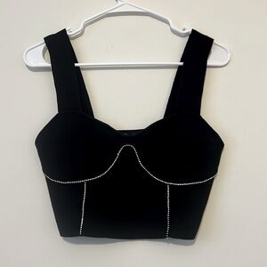 On 12th Rhinestone Bust Crop Top